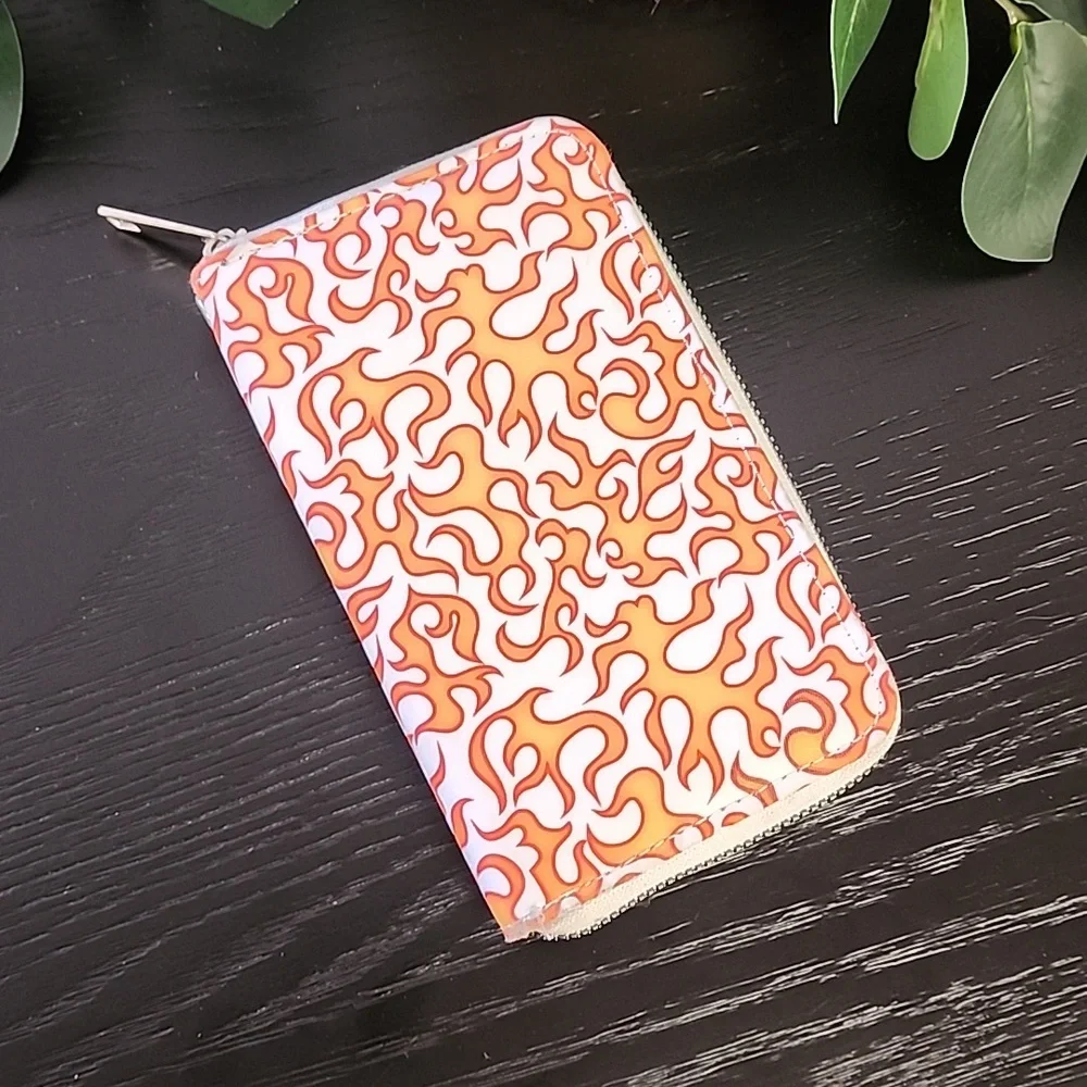 Flames Fire Zip Around Wallet Punk Skater Cali Trendy Teens High School Boy Girl - Picture 5 of 11